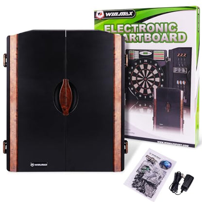 Electronic Dart Board with Cabinet LED Electric Digital Dart Boards for Adults with 12 Soft Tip Darts