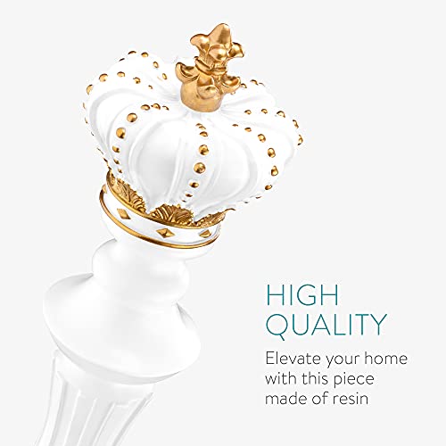 Navaris Chess Statue Decor Piece - 16" Tall Decorative Resin Sculpture - Large Game Figure Decoration Ornament for Home, Office, Study - White King