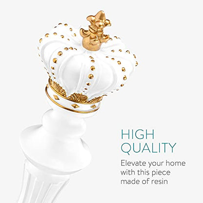 Navaris Chess Statue Decor Piece - 16" Tall Decorative Resin Sculpture - Large Game Figure Decoration Ornament for Home, Office, Study - White King