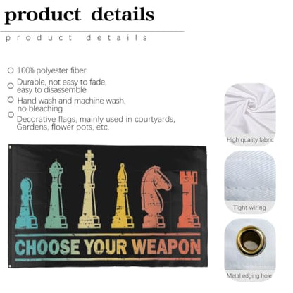 Choose Your Weapon Retros Chess Master Pieces Game Club Humor Flags For Living - color: white4