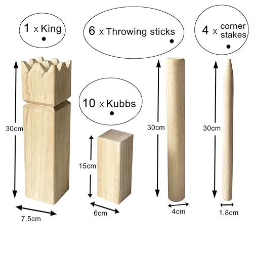Kubb Rubberwood Game Set-Durable Wooden Blocks with Carrying Case-Viking Chess Games