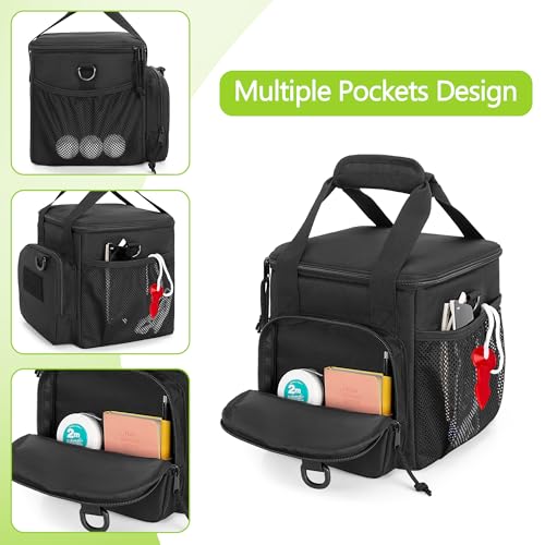 DSLEAF Bocce Ball Carry Bag Holds up to 8 Balls, Portable Bocce Ball Storage Bag with Multiple Pockets and Detachable Shoulder Strap for Easy Carrying(Only Bag, Not Including Balls)