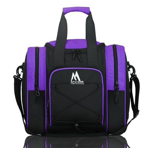 Hsmihair Bowling Ball Bag for Single Ball, Bowling Tote with Padded Holder,Fits Shoes up to Men’s Size 14, Carry Bag for Bowling Accessories - color: Purple