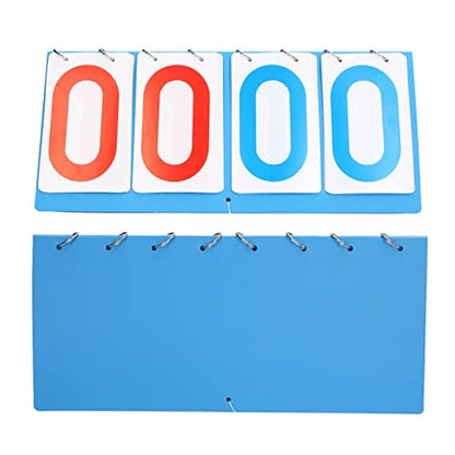 4 Digit Scoreboard, Flip Number Tabletop, Blue Red Portable Score Keeper, Plastic 36x16.5cm for Volleyball Basketball Table Tennis