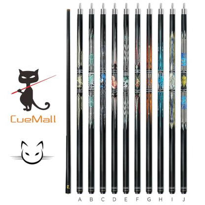 CueMall 58" 2-Piece Billiard Pool Cue Sticks,12.5mm Fiberglass Graphite Composite Billiard Cue Sticks,19oz Pool Sticks Tacos de billar for Adults Men/Women, House or Commercial/Bar Use - color: CueMall-F