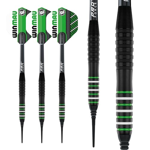 WINMAU Rookie Blue Softip (Plastic Tips) Brass Darts Set | Single or Multi Sets | Includes Flights and Shafts (Stems) | Exclusive Darts Booklet | Blue, Red and Green | - color: Green