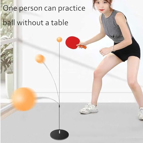 HURRISE Table Tennis Balls Paddles Set, Paddle Set with Balls, Table Tennis Trainer with Elastic Shaft Stainless Steel Base, 6 Self Training Balls 2 Paddles