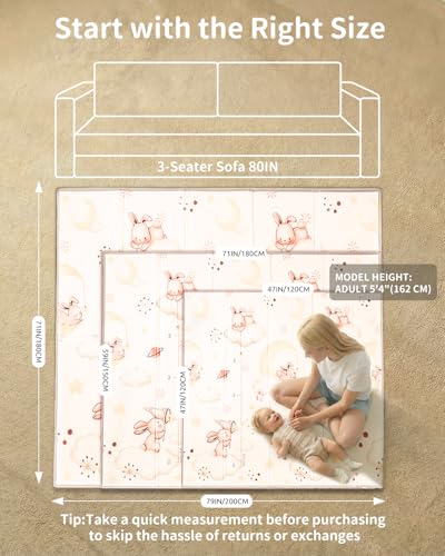 Baby Play Mat, 47 x 47 Inch Foldable Play Mats for Babies and Toddlers, Waterproof & Anti-Slip Portable Baby Floor Mat for Baby Playpen, Baby Mat for Floor with Travel Bag - size: 47x47x0.4 Inch