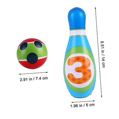 Mini PU Solid Bowling Pins Balls for Indoor Outdoor Play Sports for Interaction and Beginner Bowling Training