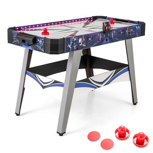 KOTEK 54 Inch Air Hockey Table, Light-Up Table Hockey with Digital Led Scoreboard & Powerful 12V Motor, Hockey Table Game for Game Room, Home & Office, Includes 2 Pucks & 2 Pushers