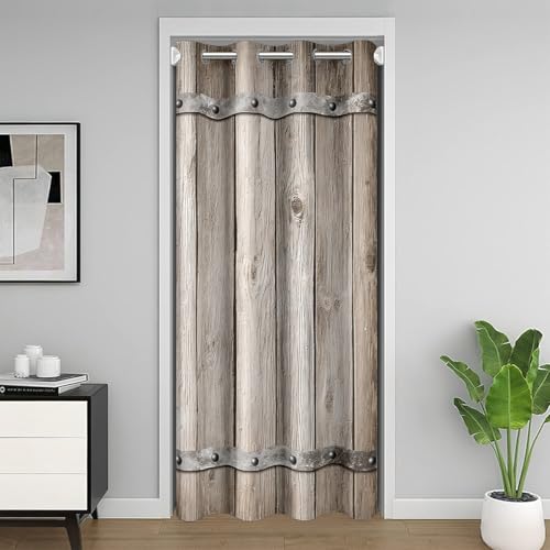Feelyou Rustic Barn Door Door Curtain for Doorway Privacy 59"x80" Wood Grain Texture Art Print Closet Door Cover Curtain for Bedroom Living Room Farm Farmhouse Decor Brown Window Treatments - color: Multi 02, size: 59"W x 80"L (Pack of 1)