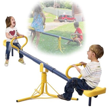 Seesaw for Kids Outdoor, Heavy Duty 250LB 360° Rotating Seesaw Outdoor Teeter Totter with Sit and Spin Design for Backyard Park & Balcony Ideal Outdoor Toys for Kids Ages 3 4 5 6 7 8