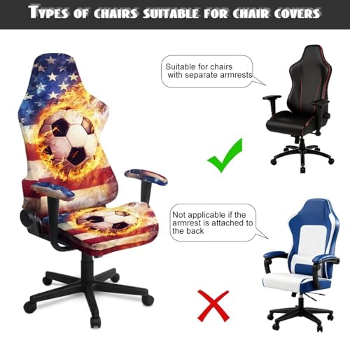 USA Flag Soccer Stretch Gaming Chair Cover Non Slip Breathable Polyester Office Computer Chair Seat Cover with Armrest Covers Slipcover Protector Furniture for Office Rotating Armchair 4Pcs - color: American Flag Soccer