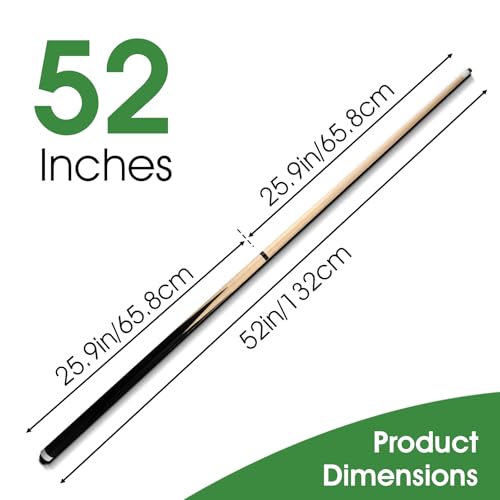 Pool Cue Sticks 36inch 42inch 48inch 52inch 58inch Set of 2 or 4,Pool Cue with 13mm Leather Tip for Adults, Beginners,2-Piece Design，(14oz to 20oz Weight Options) - size: 52inch-set of 2