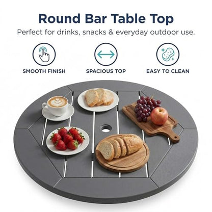 Patio Bar Tables Set of 3, HDPE Outdoor High Top Table and Chairs Set Height Table Chairs Adirondack Bar Set for Garden, Backyard, Yard, Pool, Balcony, Grey - color: Ø31.1" Bar Set of 3, Grey