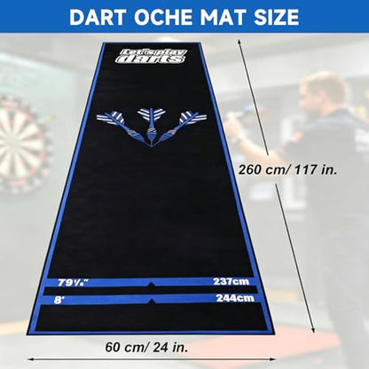 Professional Darts Throw Line Mat 102 x 23.6 Inch, Dual Standard Oche Marked Floor Mat for Steel Tip & Soft Tip Darts, Non-Slip Roll-Up Dart Game Accessory for Home & Tournament Use