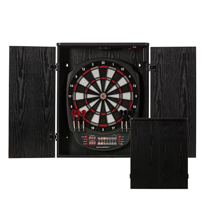 Accudart NOVA Electronic Dartboard with Cabinet – 35 Games, 580 Variations, Dual LED Scoring, Auto LED Cabinet Lighting, Virtual Opponent, AC/Battery Power – Includes Soft Tip Darts