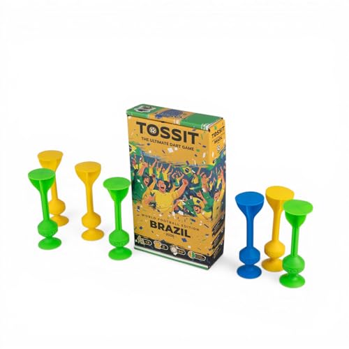 TOSSIT Suction Cup Darts, Toss Game Perfect Family and Party, Silicone Throwing Game for Backyard, Indoor and Outdoor Fun, Starter Pack, World Football Edition - color: Brazil