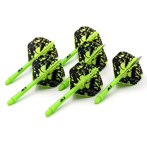 CUESOUL 6 Pieces ROST Integrated Dart Shaft and Flights - color: Shaft Length 28mm-Standard Shape-Green Sexy Girl