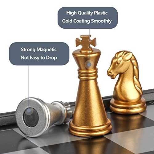 Mini Travel Chess Set Magnetic Vikutu 7.5 Inches Portable Small Folding Chess Board (Small) - size: Small
