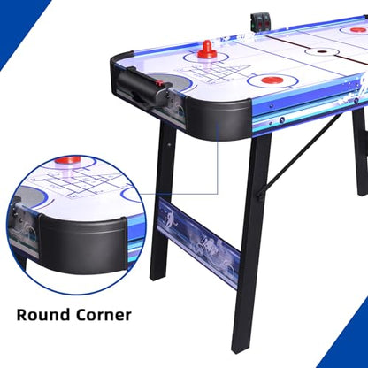 HLC Air Hockey Table Upgrade Foldable 4ft Game Table with Air Hockey, Shuffleboard,Bowling,48 inch Indoor Electric Hockey Table Digital LED Score Board,Powerful 12V Motor for Adults and Kids