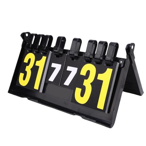 Dioche 4 Digit Flip Scoreboard Portable Tabletop Score Keeper for Table Tennis, Badminton & Sports Cardboard Tally with Secure Compact Folding Design