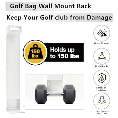 KAXIWEI Wall Mount Golf Bag Storage Stand Organizer Rack for Garage - color: White