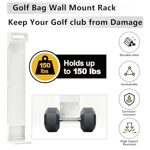 KAXIWEI Wall Mount Golf Bag Storage Stand Organizer Rack for Garage - color: White