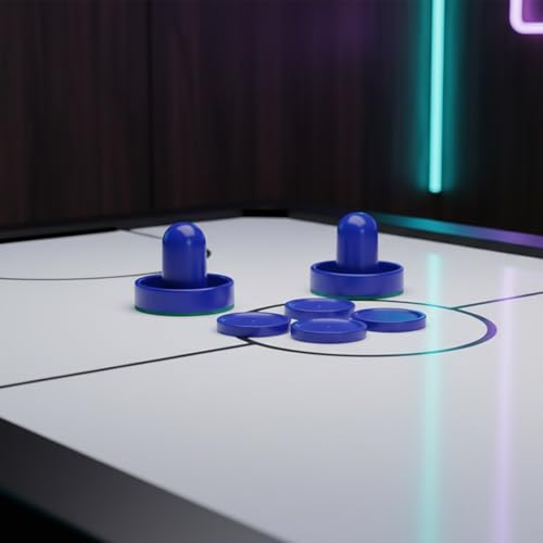 10-piece Set Mini Air Hockey Pushers and Pucks, Strikers Goal Handles Pushers Paddles Air Hockey Table Replacement Accessories, (2 Pushers, 4 Pucks,4 Pads), 60MM - color: Blue
