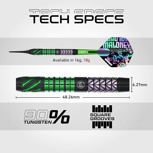 Winmau Darts - Michael Van Gerwen | Mike Maloney | Leonard Gates - Professional Players - Soft Tip Darts - Includes Dart Flights and Shafts - size: 18G - Soft Tip