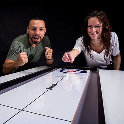 Franklin Sports 2-in-1 Shuffleboard Table and Curling Set - Portable Tabletop Set Includes 8 Rolling Mini Pucks - 45"
