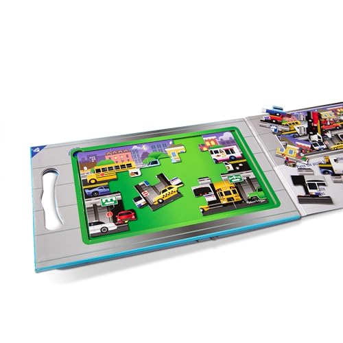Melissa & Doug Take-Along Magnetic Jigsaw Puzzle Set – Vehicles (2 x 15 Piece) Travel Activity Toy for Preschoolers and Kids Ages 3+ - style: Vehicles