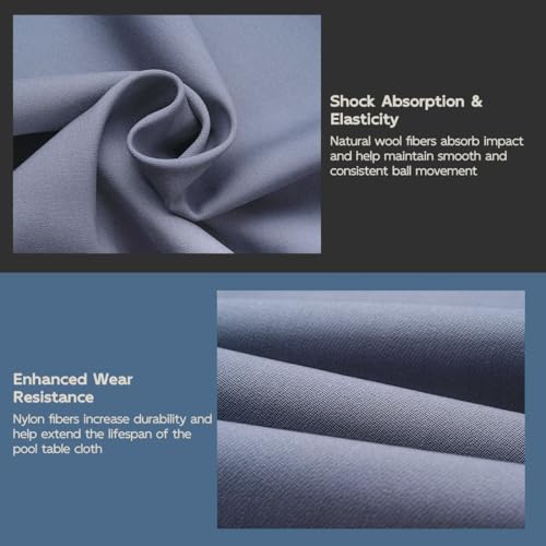 KONLLEN 9ft Pool Table Felt, 80/20 Wool Nylon Blend Billiard Table Cloth with Pre-Cut Strips, Professional Replacement Felt for Home & League Play - color: Gray