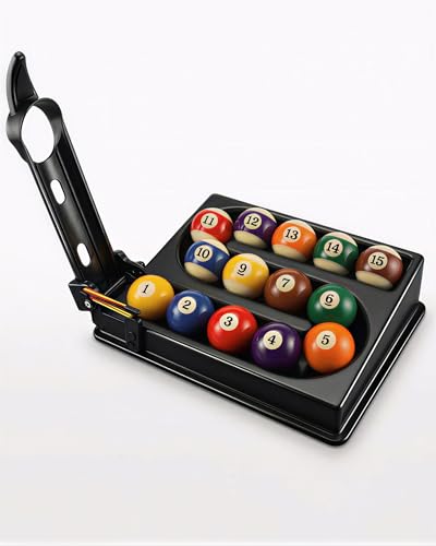 Pool Ball Rack Training Tool, Quick-Release Billiards Ball Setter for Solo Practice, Holds 15 Balls, Improves Accuracy & Precision, Portable ABS Pool & Snooker Table Accessories