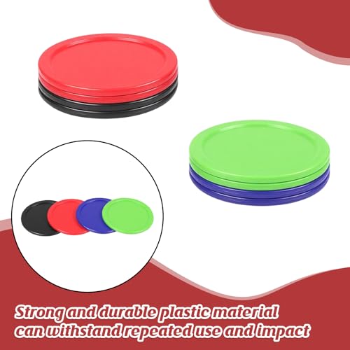 2.5 Inch Hockey Pucks, 8 Pcs Air Hockey Pucks Set Durable Puck for Air Hockeys Table - color: Black, red, green, blue