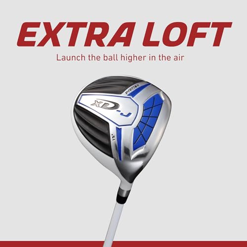 Precise XD-J Kids Golf Clubs Set – Boys’ & Girls’ Junior Golf Set with Lightweight Graphite Shafts, Hybrid, Putter & Stand Bag - color: Blue Ages 9-12, size: Right Hand