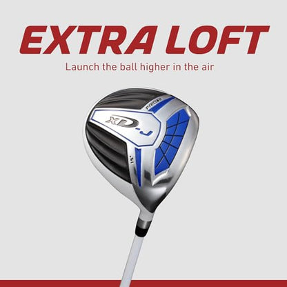 Precise XD-J Kids Golf Clubs Set – Boys’ & Girls’ Junior Golf Set with Lightweight Graphite Shafts, Hybrid, Putter & Stand Bag - color: Blue Ages 9-12, size: Left Hand