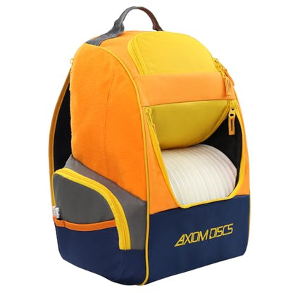 Axiom Discs Shuttle Disc Golf Backpack Bag (Choose Your Style and Color) - color: Yellow Ochre/Orange, style: With Velcro Side Panel