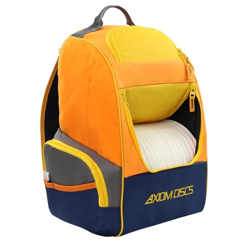 Axiom Discs Shuttle Disc Golf Backpack Bag (Choose Your Style and Color) - color: Yellow Ochre/Orange, style: With Velcro Side Panel