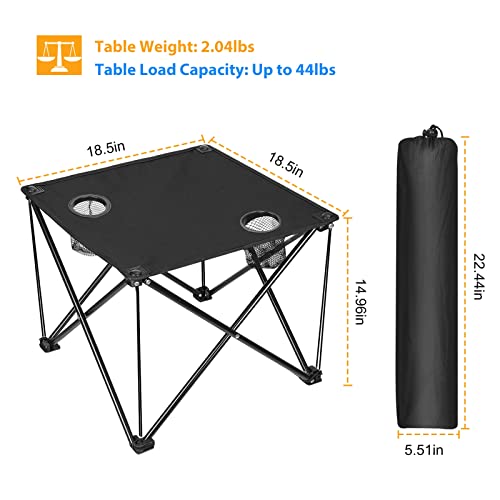 Moclever Foldable Camping Table – Ultralight Portable Table with Cup Holders & Carry Bag, Perfect for Outdoor Adventures, Picnic, Beach, BBQ, Hiking & Home Use