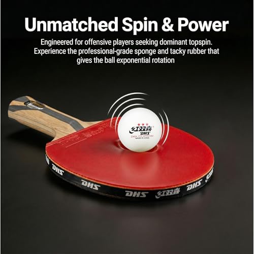DHS Ping Pong Paddles Professional Level Table Tennis Rackets - ITTF Approved -Pro Ping Pong Paddle for Advanced Control & Speed - Table Tennis Racket for Offensive Players - color: Red