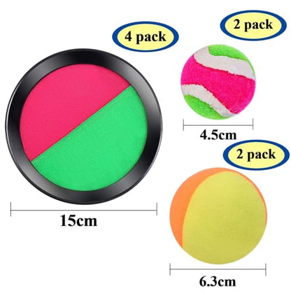 Cooraby Paddle Toss and Catch Ball Game 2 Set Toss and Catch Balls Game Suitable for Sports, Beach and Party Favor with Storage Bag, 4 Paddles and 4 Balls