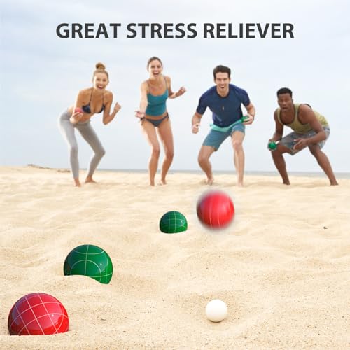 Professional Grade 107mm Bocce Ball Game Set Regulation Size and Weight 920g for Official Tournaments (Red and Green) - style: Professional 107mm Red and Green
