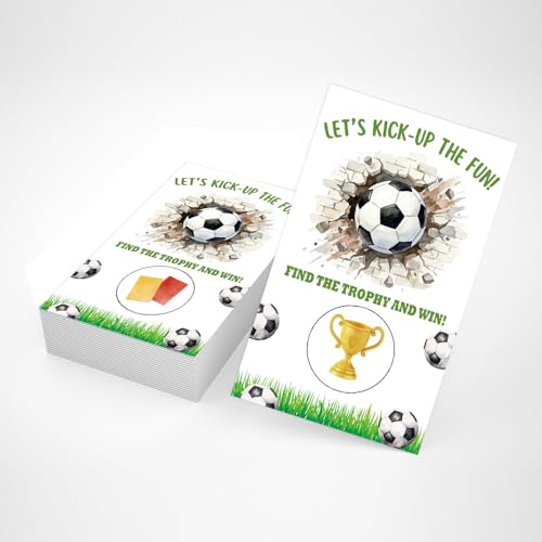 50 Pcs Let's Kick-up The Fun Soccer Themed Scratch off Game Cards, Football Scratch Card for Baby Shower, Birthday Party, Lottery Activity Group Games, Gifts for Soccer Lovers Party Supplies - color: Grass Green
