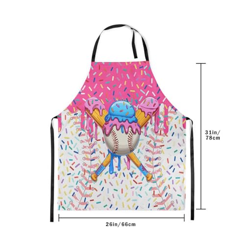 Manfei Baseball Ice Cream Kids Kitchen Apron - color: Rose Red