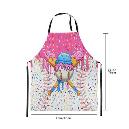 Manfei Baseball Ice Cream Kids Kitchen Apron - color: Rose Red