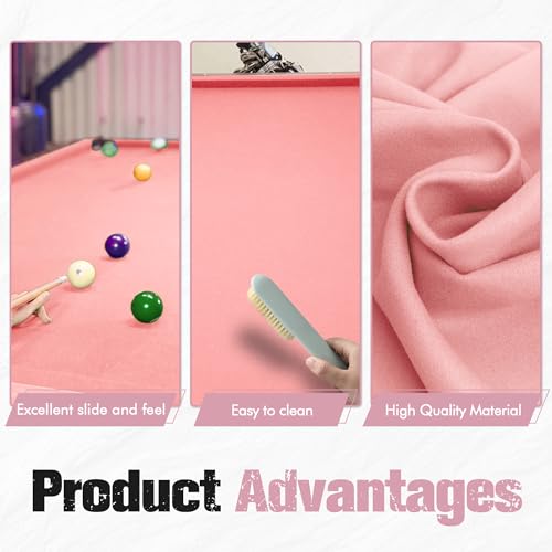 Pool Table Felt Cloth Billiard Cloth with 6 Pcs Cloth Strips and Staple Remover Pool Table Felt Replacement Kit Parts - color: Peachy Pink, size: 8.5ft