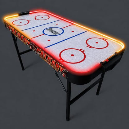 PartyLife 54" Portable Air Hockey Table w/Folding Steel Legs & Optional LED Lights - NEW & Improved - Powerful Motor, Smooth Surface, Very Sturdy - City Team Edition - color: Calgary, style: w/ LED Lights