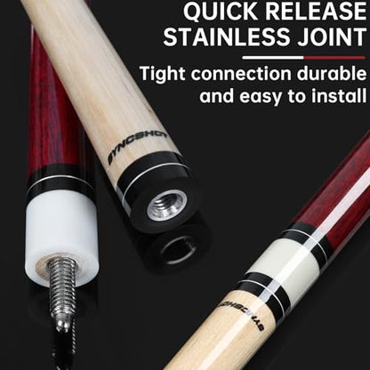 Pool Cues Set of 5/4/1, Pool Sticks for Adults 58 48 Inch 15 18 19 20 21oz Maple Wood Billiards Cue Sticks, for Professional Billiard Players Bars Home Hall Table Sport - color: 1 Piece (18oz Red)