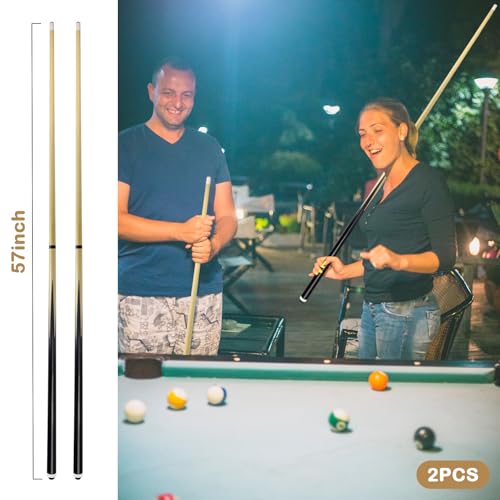 Billairds cue Stick Pool Sticks 2-Piece 57 Inch Wooden Billiard Cue Hard Wood Pool Cues 20 oz Economic Cues Good for House and Bar Use American Pool Game